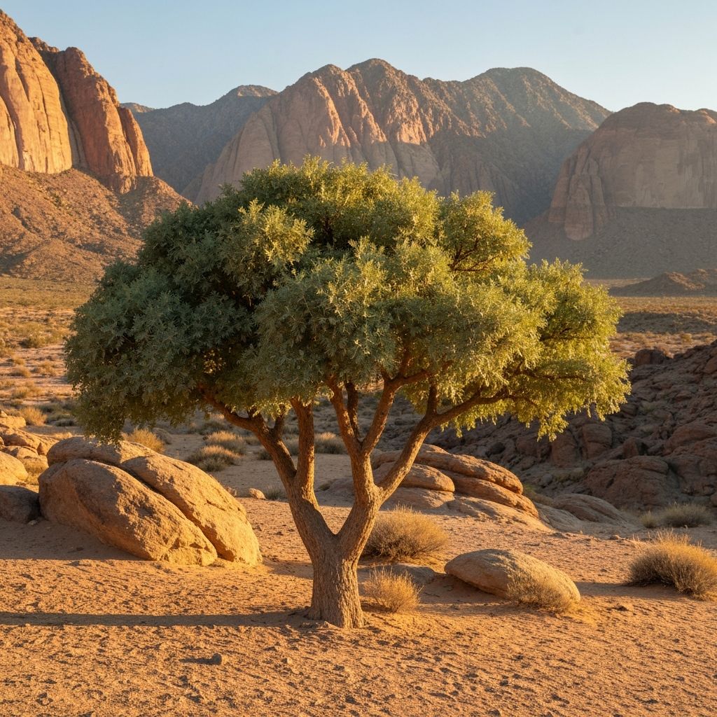 Boswellia serrata tree in natural arid landscape