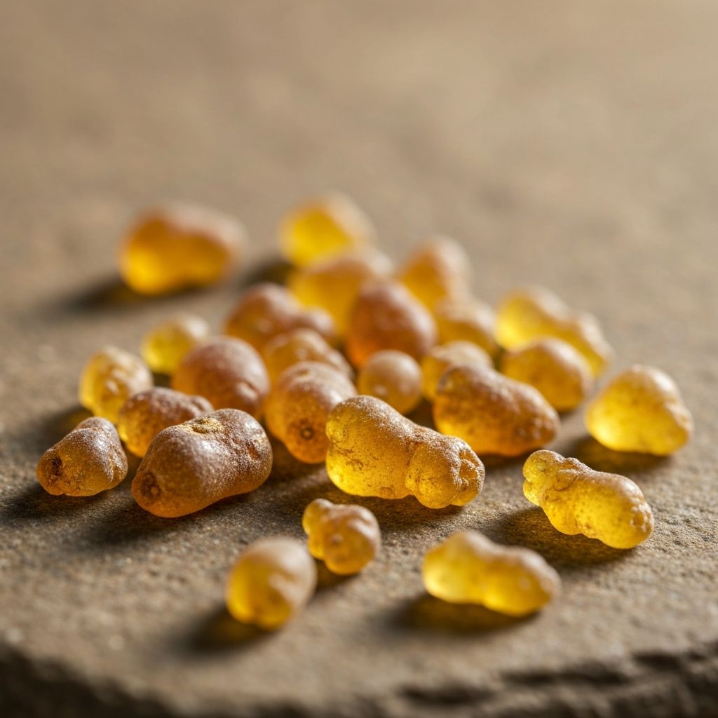 Raw golden Boswellia serrata resin tears